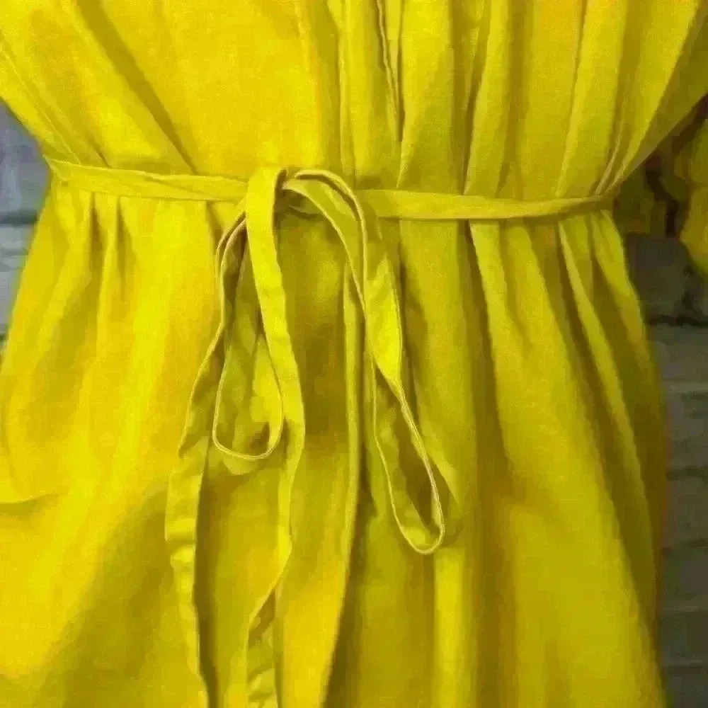 Elle Women’s Small Yellow Tunic Top with Pleat and Ruffle Detail 100% Cotton - Picture 4 of 13